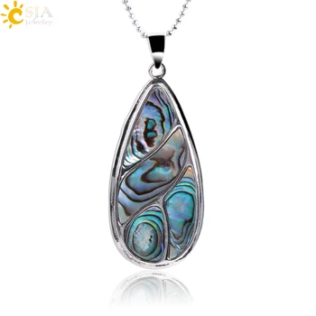 

CSJA Natural Oyster Paua Abalone Shell Necklaces & Pendants Water Tear Drop Mother of Pearl Ocean Shell MOP Beads Jewellery E917