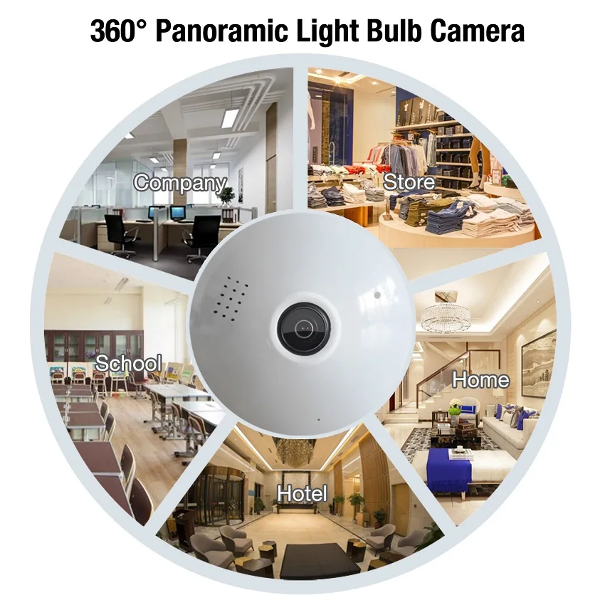 1080p 960p wifi панорамная камера 360 градусов беспроводной IP светильник мини камера 2.0mp 1.3mp 3D VR Лампа безопасности wifi камера