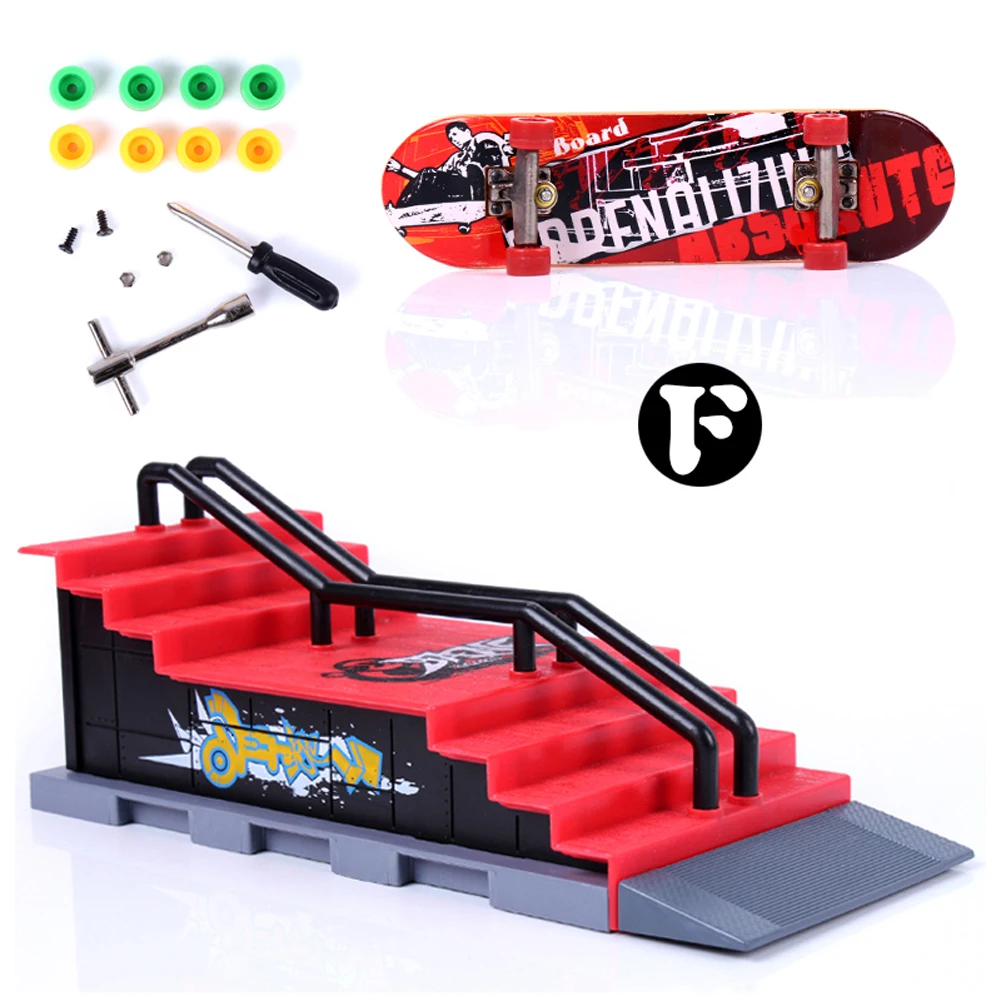 Image F Type Build Park Kicker to 7 Stair Rail Set Skate Park Ramp Parts for Tech Deck Game Fingerboard Fun Finger Skateboard Track