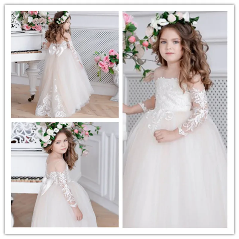 07 champagne flower girl dress ivory tulle toddler lace appliques girls birthday christmas wedding party dress baby girl special occasion dress girls first communion dressss for girls, teenagers kids party gowns (1)_