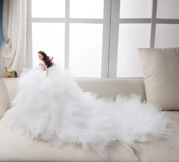 Doll  dress  veil  necklace  crown  bride wedding doll white lace Doll  dress  veil  necklace  crown  bride wedding doll white lace