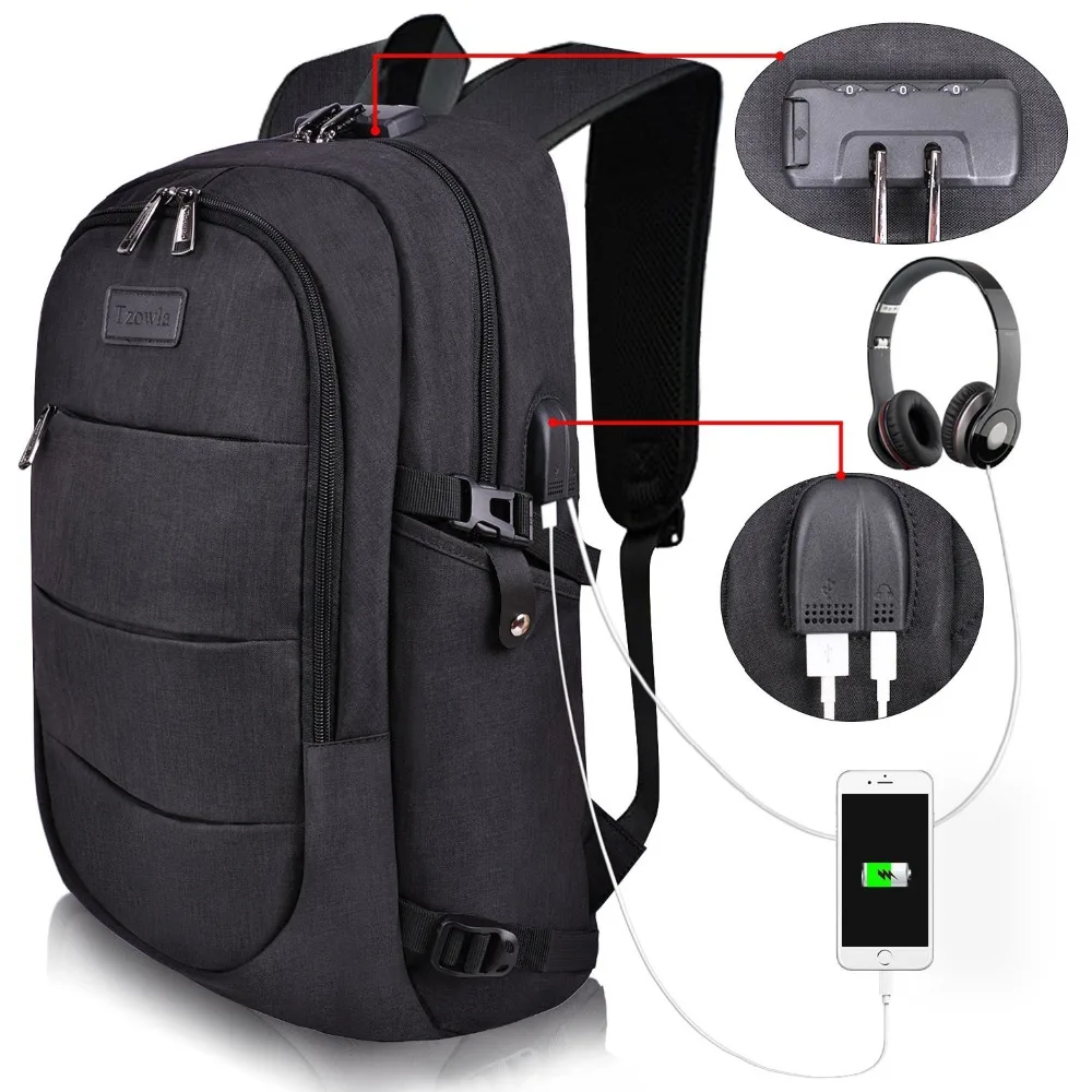 

Business Laptop Backpack, Water Resistant Anti-theft College Backpack with USB Charging Port and Lock 16 Inch Computer Backpacks