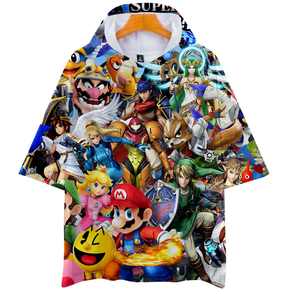 

Super Smash Bros. Ultimate 3D New short-sleeved hoodie Sweatshirt summer hip hop 2019 fashion trend short sleeve sweatshirt