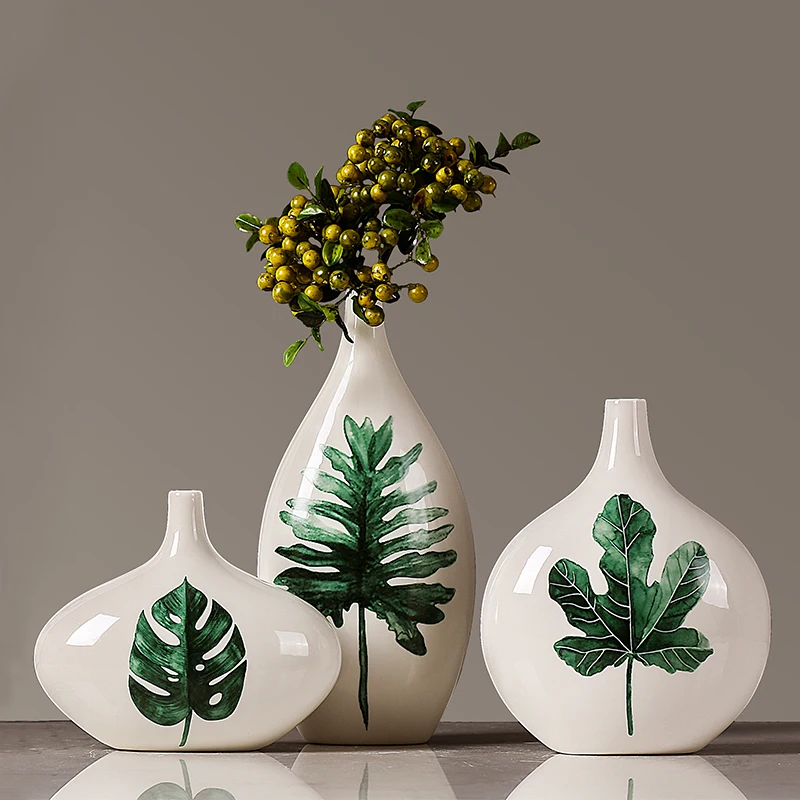 Североевропейская креативная ваза, украшение, простая современная керамическая ваза для гостиной, набор из трех предметов, черепаховая ваза с ораментами