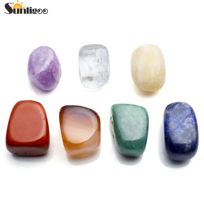 Sunligoo набор целебных кристаллов 7 камней и палочки селенита и прозрачный кварцевый кластер геод и маятник с чакрами и чакра талисманы браслет