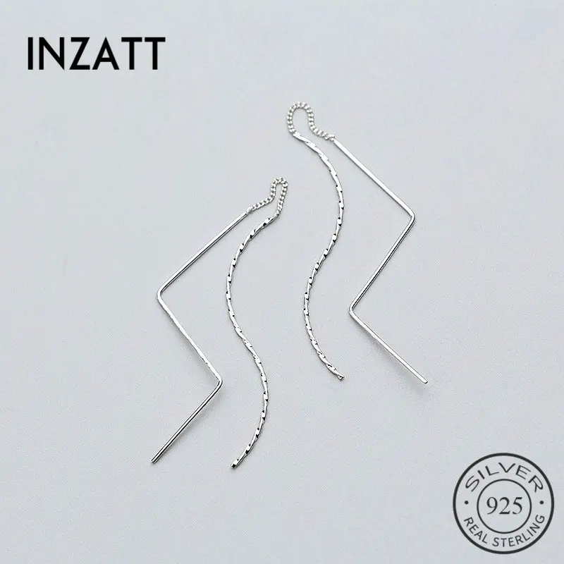 

INZATT Irregular Sticked Bar Personality Dangle Drop Earrings 925 Sterling Silver Chain Tassel For Women Boho Fine Jewelry Gift