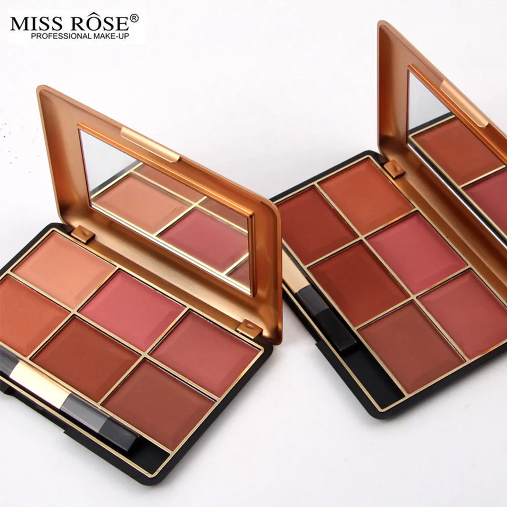 Miss Rose 6 Colors Makeup Blush Brush Palette Asian South American