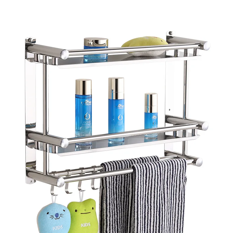 

Bathroom Towel Rack Stainless Steel Bathroom Shelf 2 Layer 3 Floor Bath Room Free Punch Shower Room Bathroom Pendant
