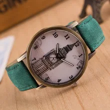 Reloj mujer Мужская женская Красочные Джинсы B Наручные Часы Ретро Кварц Br новый Часы Лондонский Биг-Бен Башня Шаблон Набора T134