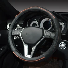 Black Blue Sport Car Steering Wheel Cover Genuine Leather Auto Steeing-Wheel Covers of Cases For Toyota Corolla KIA Honda BMW appdee black artificial leather car steering wheel cover for toyota corolla 2004 2006 caldina 2002 2007