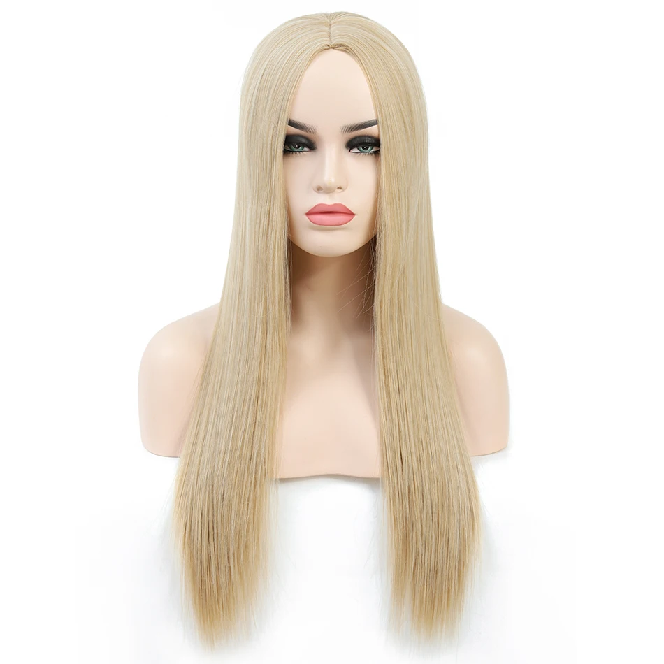 Rosa Star Длинные прямые синтетические парики для женщин средняя часть термостойкие волокна косплей парик 8 цветов - Цвет: Blonde