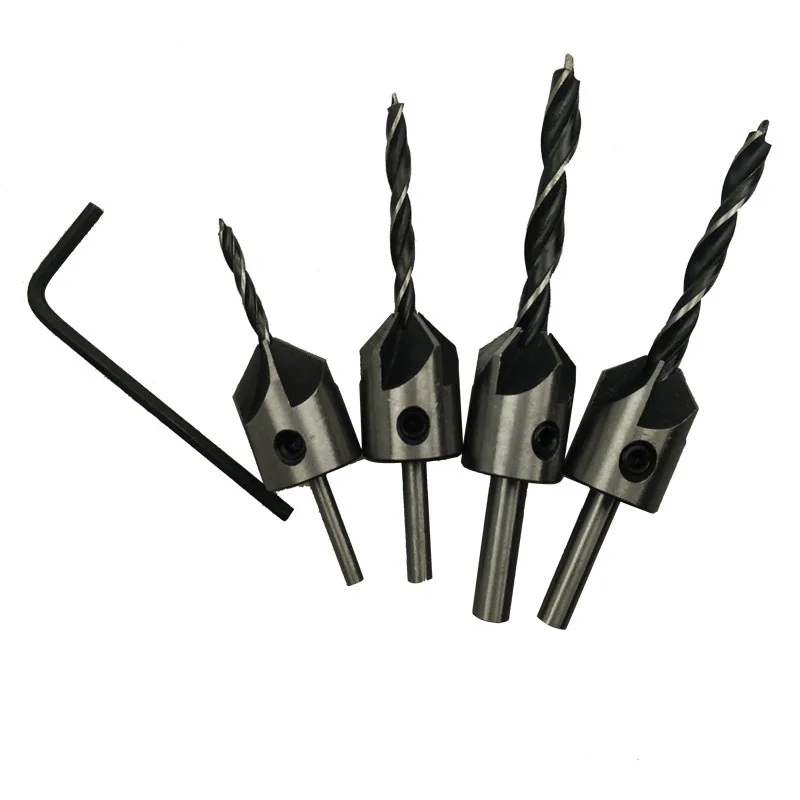 4PCS Adjustable Countersink Drill Bits Carpentry Reaming Drill Bit Set