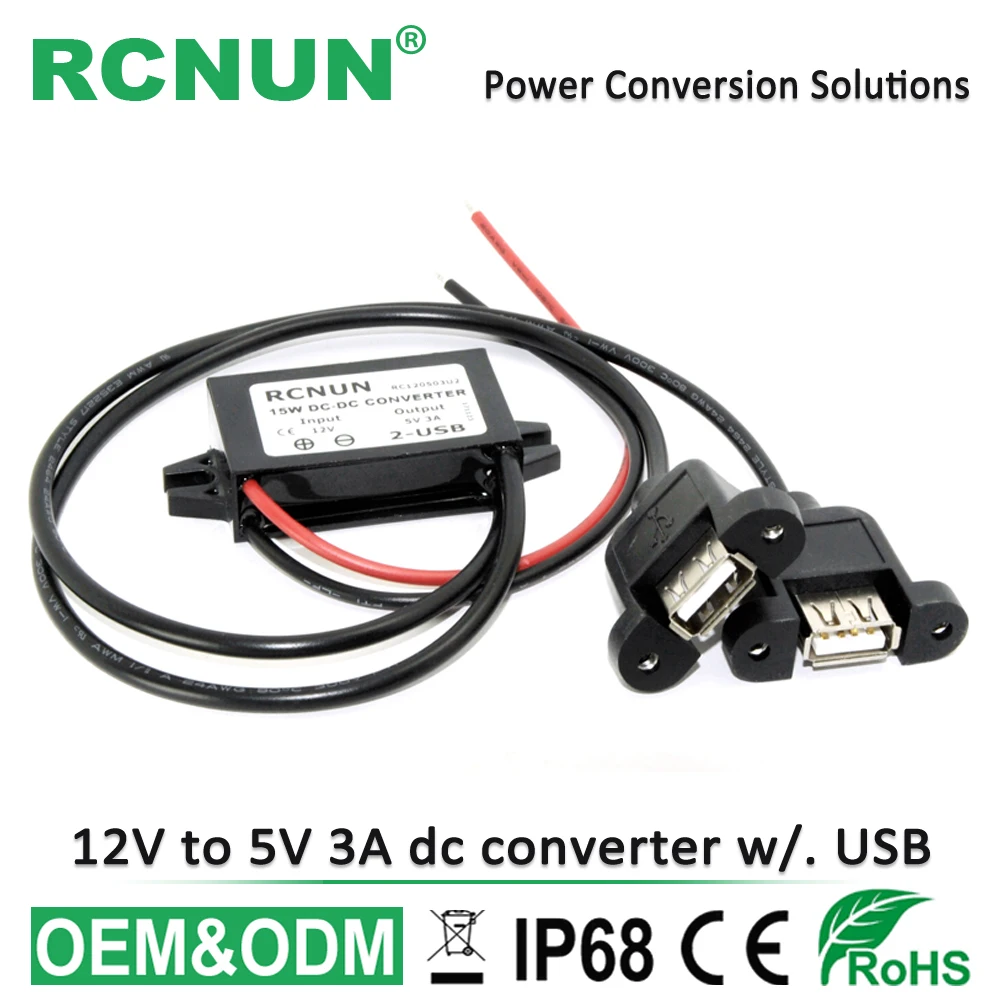 

FREE Shipping DC-DC Car Power 12V to 5V 3A 15W Converter Module Double USB Step Down Power Output Adapter Waterproof
