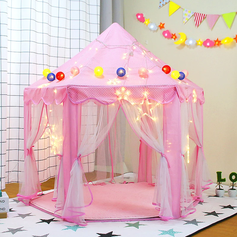 

Folding Large Indoor and Outdoor Kids Play House Pink Princess Castle Kids Play Tent Toys For Children Play Tent Beach Ball Pool