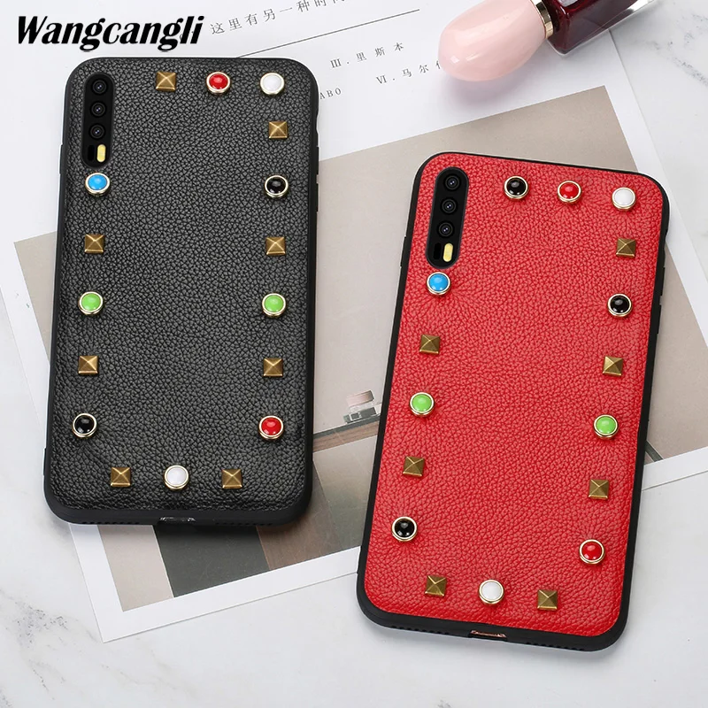 

Litchi pattern mobile phone case for Huawei P20 rivet style all-inclusive mobile phone case mobile phone protection case