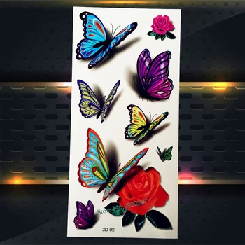 

Lovely Butterfly Henna Designs Fake Flash Temporary Tattoo Women Makeup Party Tattoo 17x10CM Jewelry Shoulder Sticker Rose