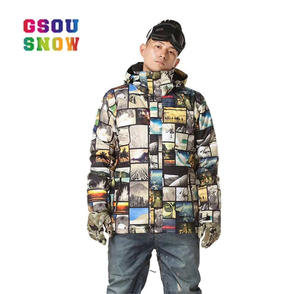 Gsou Снежная Лыжная куртка мужская Сноубордическая Snow waterproof 10000 уличная зимняя