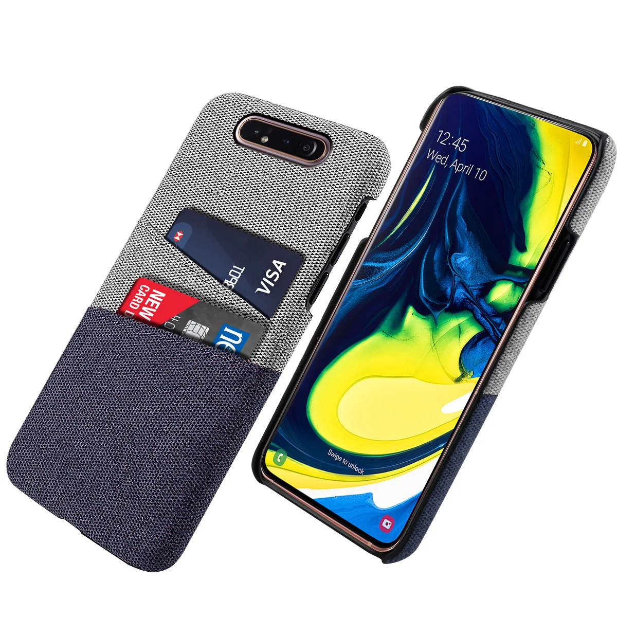 

for Samsung A80 Note 10 Plus Case Slim Hard PC Anti-Scratch Fabric Protective Cloth Cover for Samsung A70 A60 A20e Case Card