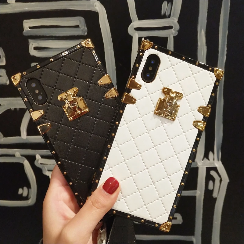 

Luxury Brand design Leather Case For Apple iPhone X XS Max XR Back Cover For iPhone 6 6s 7 8 Plus Coque Soft PU Case With Strap
