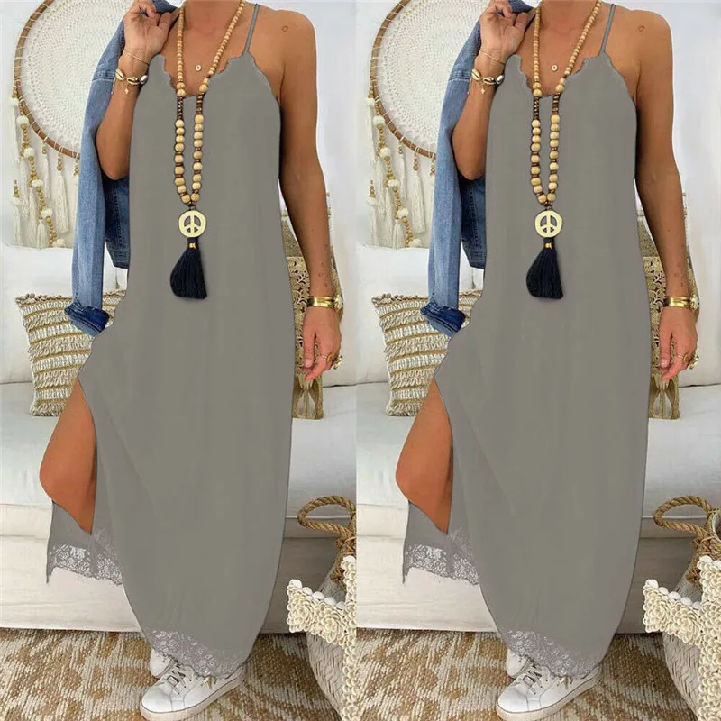 Women's Summer Boho Casual Long Maxi Evening Party Cocktail Beach Dress Sundress - Цвет: As Photo Show