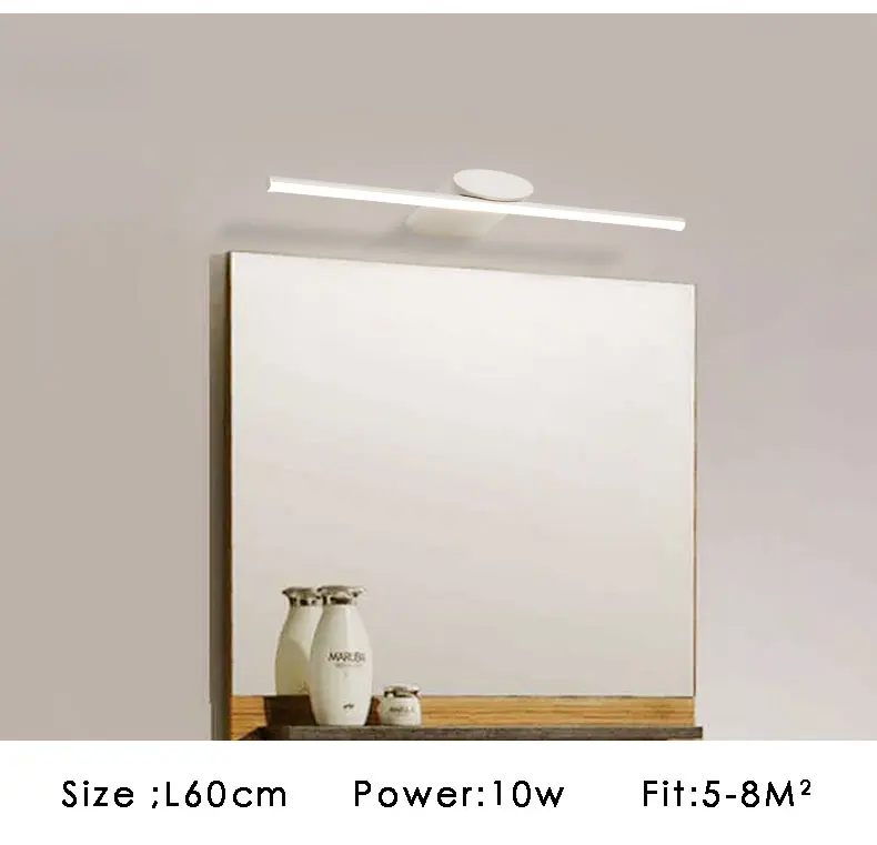 Бра, светодиодный настенный светильник, лампы для ванной комнаты 60, 80, 100 см, современный светодиодный настенный светильник для ванной, зеркало, передний светильник, алюминий, AC110V, 220 В, белый