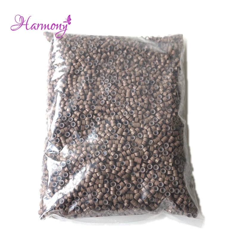 10000pcs/bag Aluminium Micro ring Silicone lined Links Beads tube for Feather Human Hair Extension tools accessories