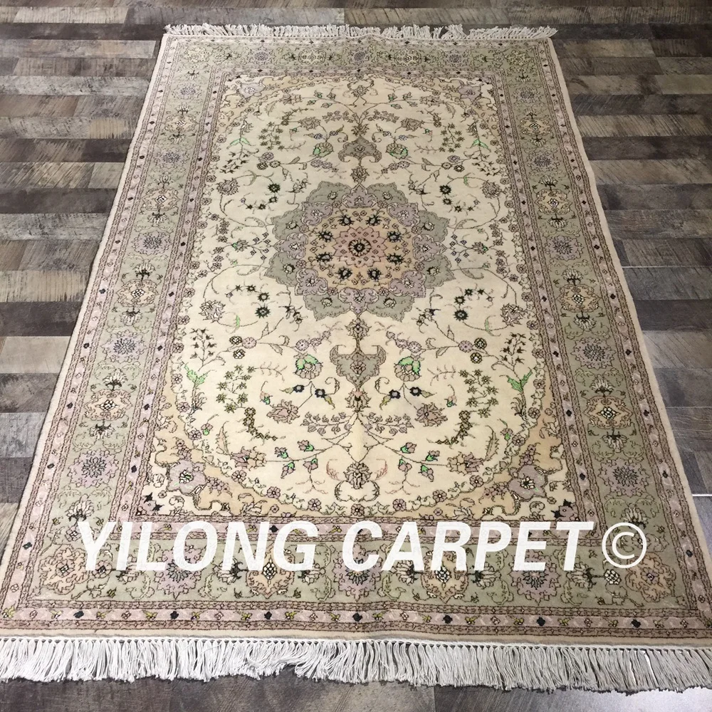 Yilong 4'x6' сотканный вручную шерстяной Шелковый персидский стиль ковер прочный