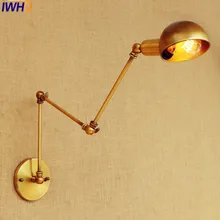 IWHD Gold Swing Long Arm Wall Lamp Vintage Edison Retro Loft Industrial Wall Lights Sconce Appliques Murale Lampara Pared iwhd nordic retro vintage wall lamp beside bedroom bathroom mirror light glass copper wall sconce edison led lampara pared