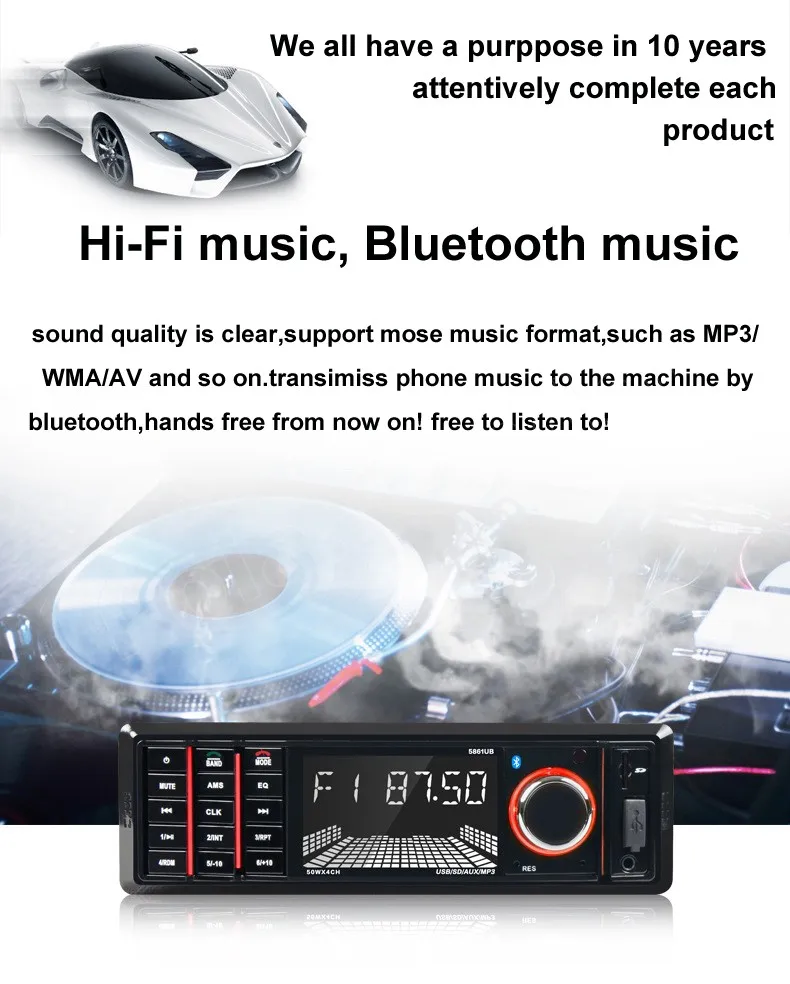 Высокое качество 1 din 12 В Автомагнитола аудио плеер стерео MP3 FM Поддержка FM USB SD карта Автомобильная электроника Bluetooth