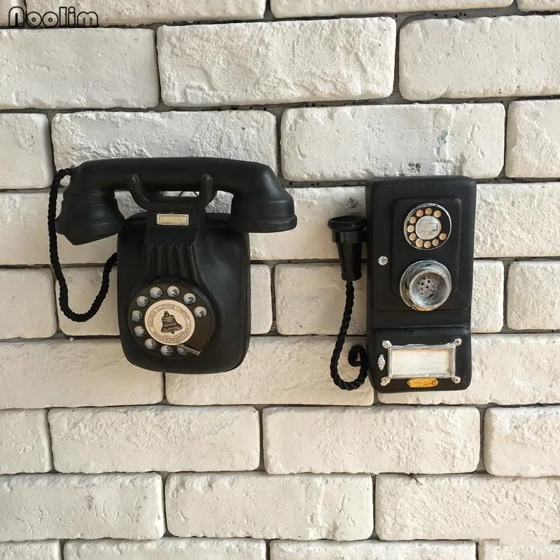 

NOOLIM Resin Telephone Wall Hanging American Pastoral European Retro Old Cafe Bar Shop Wall Decoration
