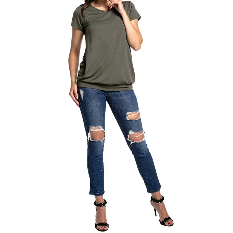 Short Sleeve Summer Maternity Nursing Tops Polyester Breastfeeding Solid Simple Clothes Easy To Feed Baby Can Be Worn Outside Short Sleeve Summer Maternity Nursing Tops Polyester Breastfeeding Solid Simple Clothes Easy To Feed Baby Can Be Worn Outside