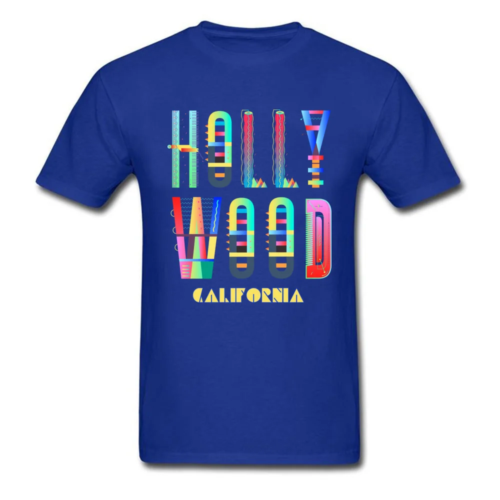 Slim Fit Leisure T Shirts Fitted Mother Day Short Sleeve Round Collar Tees Pure Cotton Men cosie Tee Shirts Wholesale Hollywood California funky artsy colorful fun souvenir design blue