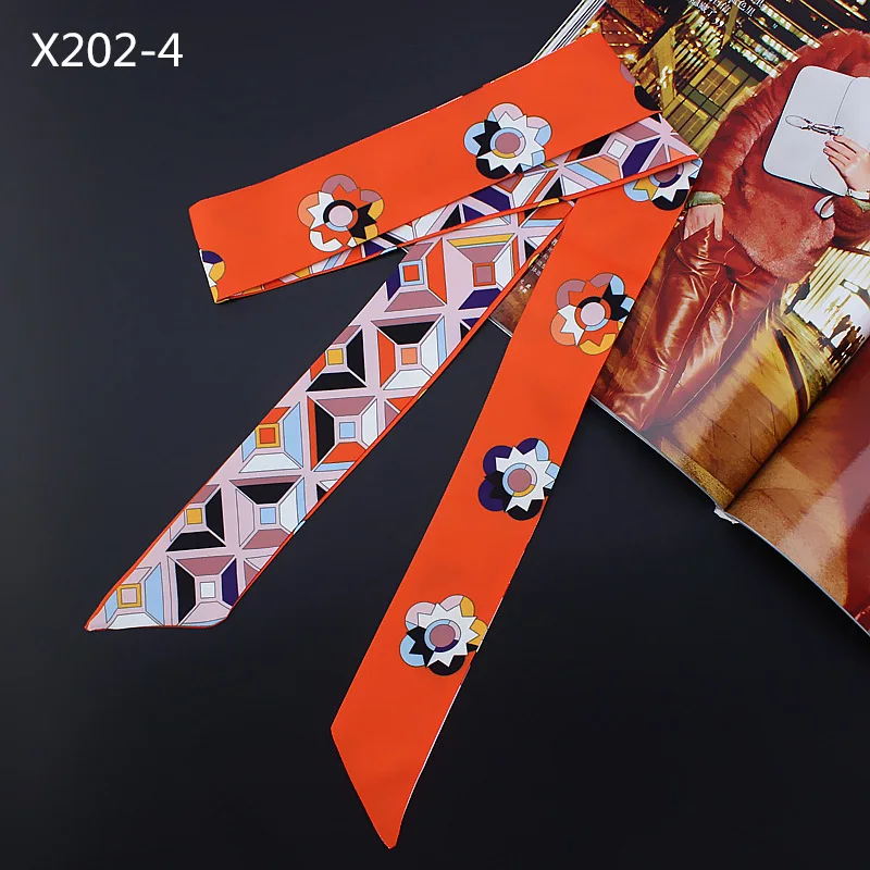 

New Twill Silk Scarf Women Luxury Brand Colors Camelli Print Scarf Ties Bag Ribbons Fashion Head Scarf Small Long Skinny Scarves