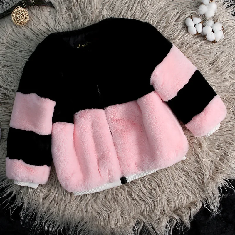 

JKP 2018 imitation rex rabbit fur new children's fur fashion coat short children's wool coat autumn and winter Jackets FPC-04