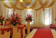 3x6m White and gold wedding backdrop drapes for wedding curtains wedding decoration wedding stage decor