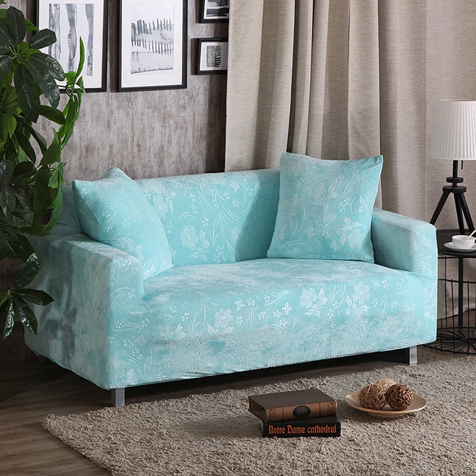 Light Blue Universal Elastic Corner Sofa Cover for Home Multi Size