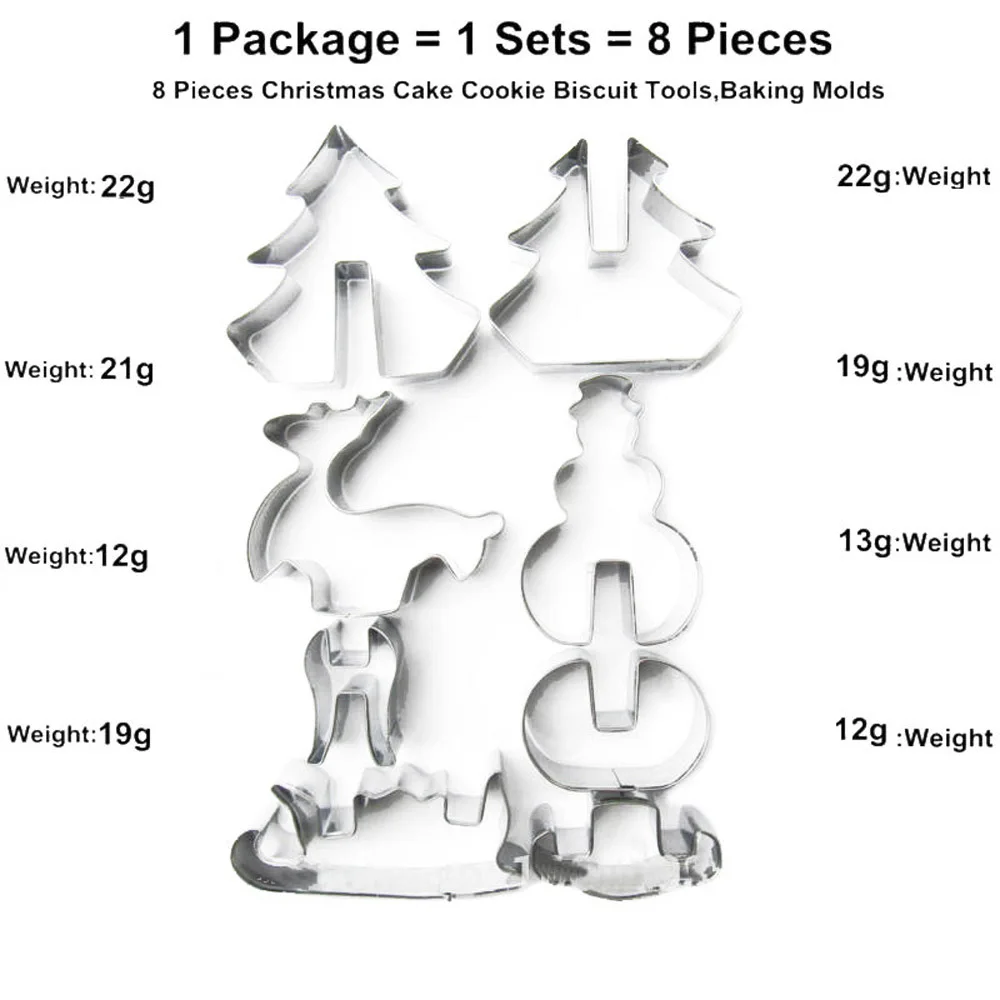Hoard 8PCS 3D Christmas Scenario Cookie Cutter Mold Set Stainless Steel Fondant Cake Mould