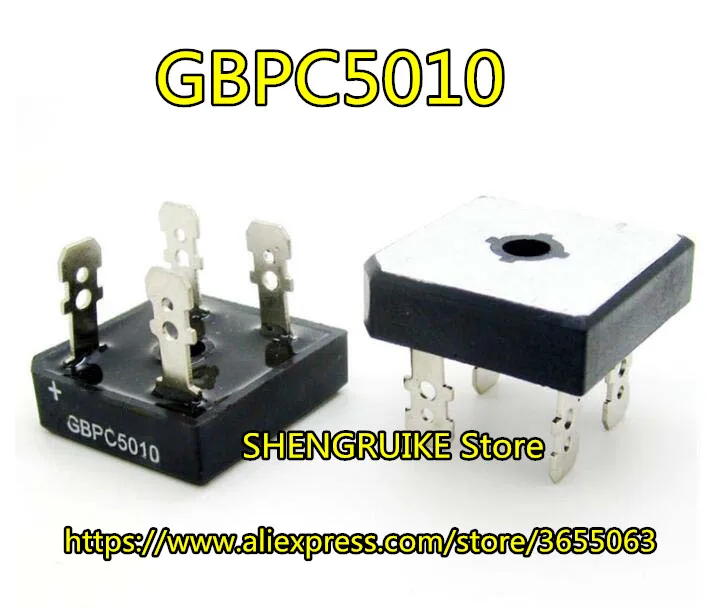 10 шт. GBPC5010 5010 gbpc 100 В 50A встроенный теплоотвод для большой ток мостовой выпрямитель