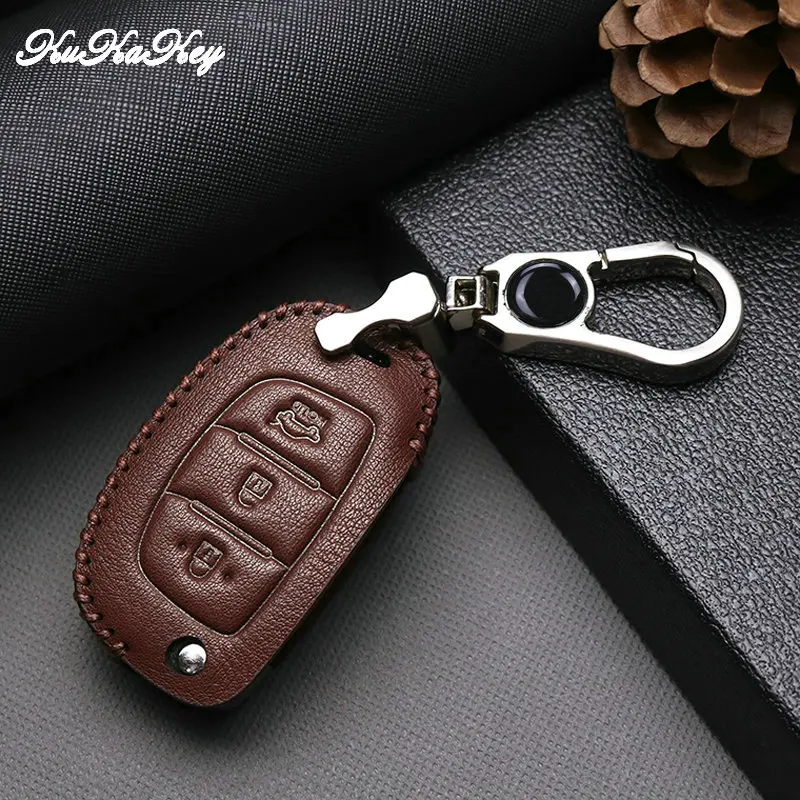 Kukakey для Mistra hyundai HB20 SANTA FE IX35 IX45 акцент I40 модный кожаный чехол автомобильных ключей