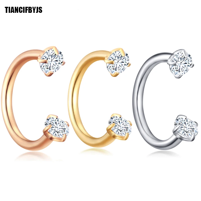 

TIANCIFBYJS Stainless Steel Circular Barbells Horseshoe Nose Lip Ring BCR Ear Body Piercing Jewelry Earrings Tragus Helix Bar