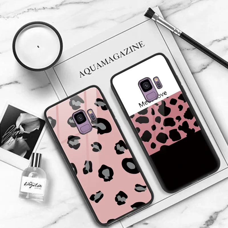 

Tempered Glass Leopard Phone Case For Samsung Galaxy S8 S9 Plus Note8 Note9 For Samsung A6 Plus 2018 A6S J5 Prime Coque TPU Soft