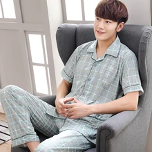 Для мужчин футболка хлопок пижамный комплект пижамы пикантные s отложным воротником футболки+ брюки для девочек бренд короткий рукаво