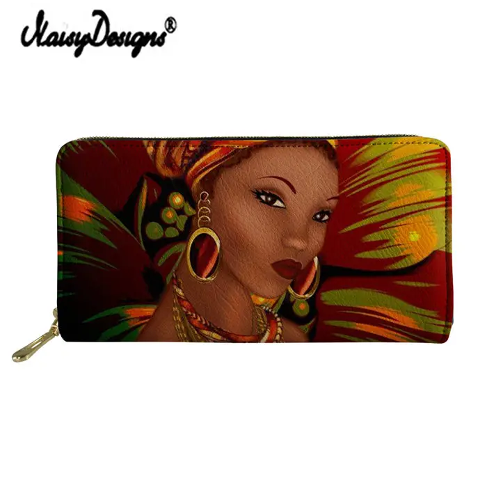 LMJJ0019Z21 Noisydesigns книги по искусству Африканка принт женский кошелек Роскошные молнии PU клатч Kawaii Portfel портативный сумка дамы деньги монета длинный - Цвет: LMJJ0019Z21