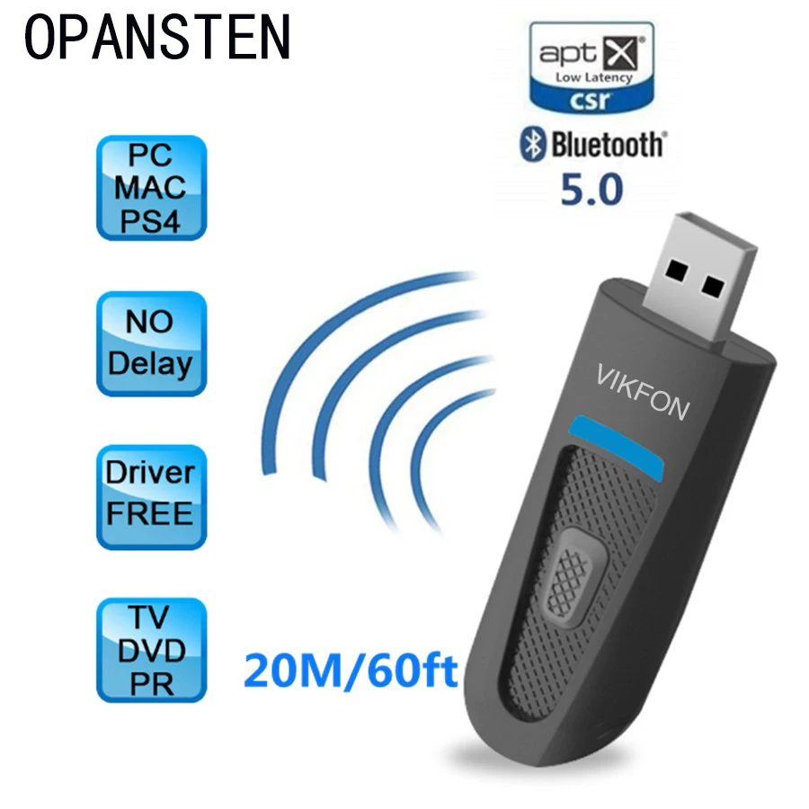 

Bluetooth 5.0 Audio Transmitter AptX Low Latency 3.5mm AUX Jack/RCA USB Wireless Adapter for TV PS4 PC Apt-X Transmitter