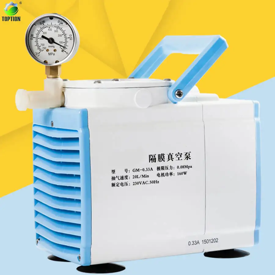 Lab Oilless Diaphragm Vacuum Pump, 220V 20 L/min Single Head Pressure