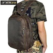 High Quality Men Male Genuine Real cowhide Leather Travel Outdoor Bag School Backpack Daypack 621 niuboa top quality cowhide first layer knapsack male computer preppy school bag vintage genuine leather rucksack men backpack