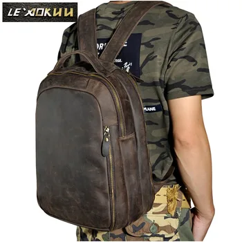 Men Real Leather Fashion Travel Bag University School Book Bag Cowhide Design Male Backpack Daypack Student Bag 621-d new design male real cowhide leather casual travel bag school backpack daypack for men 2107