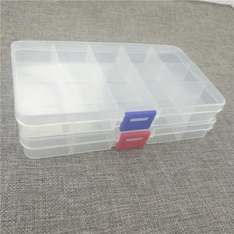  Multifunctional High Strength 17*10*2cm with 15 Compartments Transparent Visible Plastic Fishing Lure Box Fishing Tackle box 