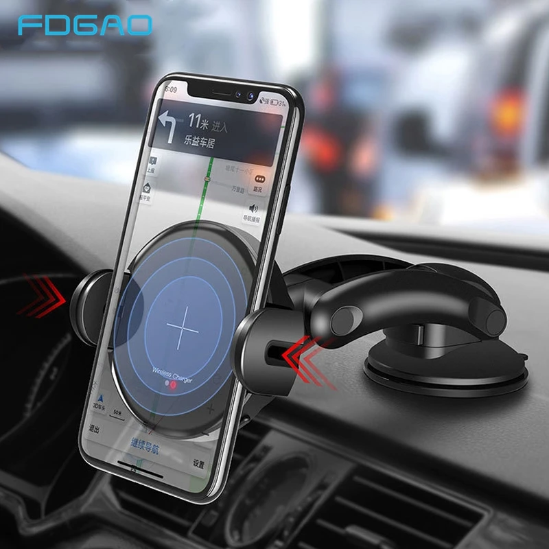 FDGAO 15 Вт автоматическое Qi Беспроводное Автомобильное зарядное устройство Подставка на вентиляционное отверстие держатель для телефона Быстрая зарядка для iPhone 11 XS XR X 8 samsung S10