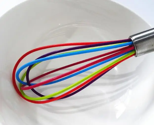 Kitchen Egg Frother Milk Beater Blender Colorful Silicone Balloon Wire Stainless Steel Whisk Kitchen Utensils lin3818